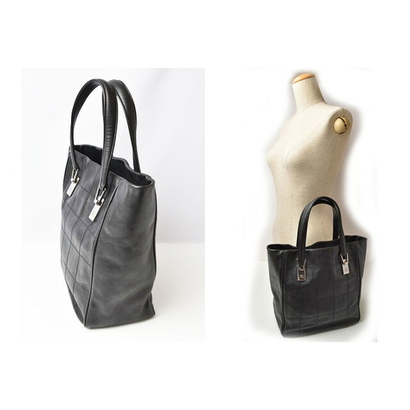 Chanel Chocolate Bar Lamb Black Stitching Bag Tote - Picture 1 of 11